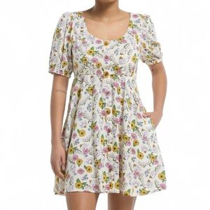 Thorn & Fable Ghost Bee & Flowers Babydoll Dress